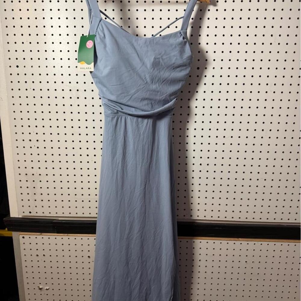 NWT Halara blue athletic maxi dress with criss-cross straps women’s size Large